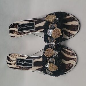 Beverly Feldman Brown Black Cream Heels Size 6 M